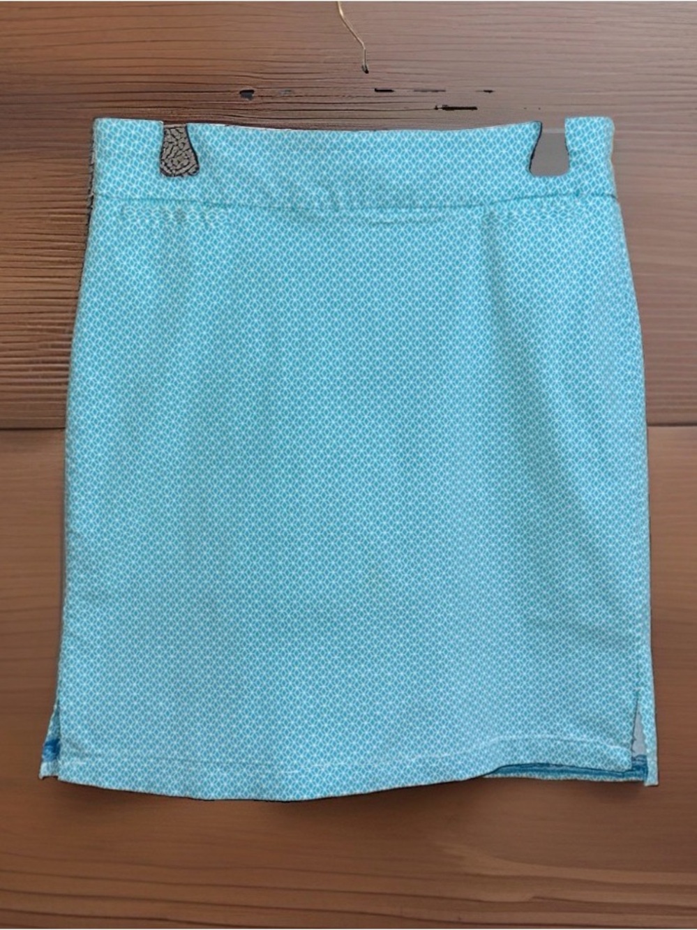 Kim Rogers Women’s Light Blue Patterned Women's Skirt w/Liner-8-EC